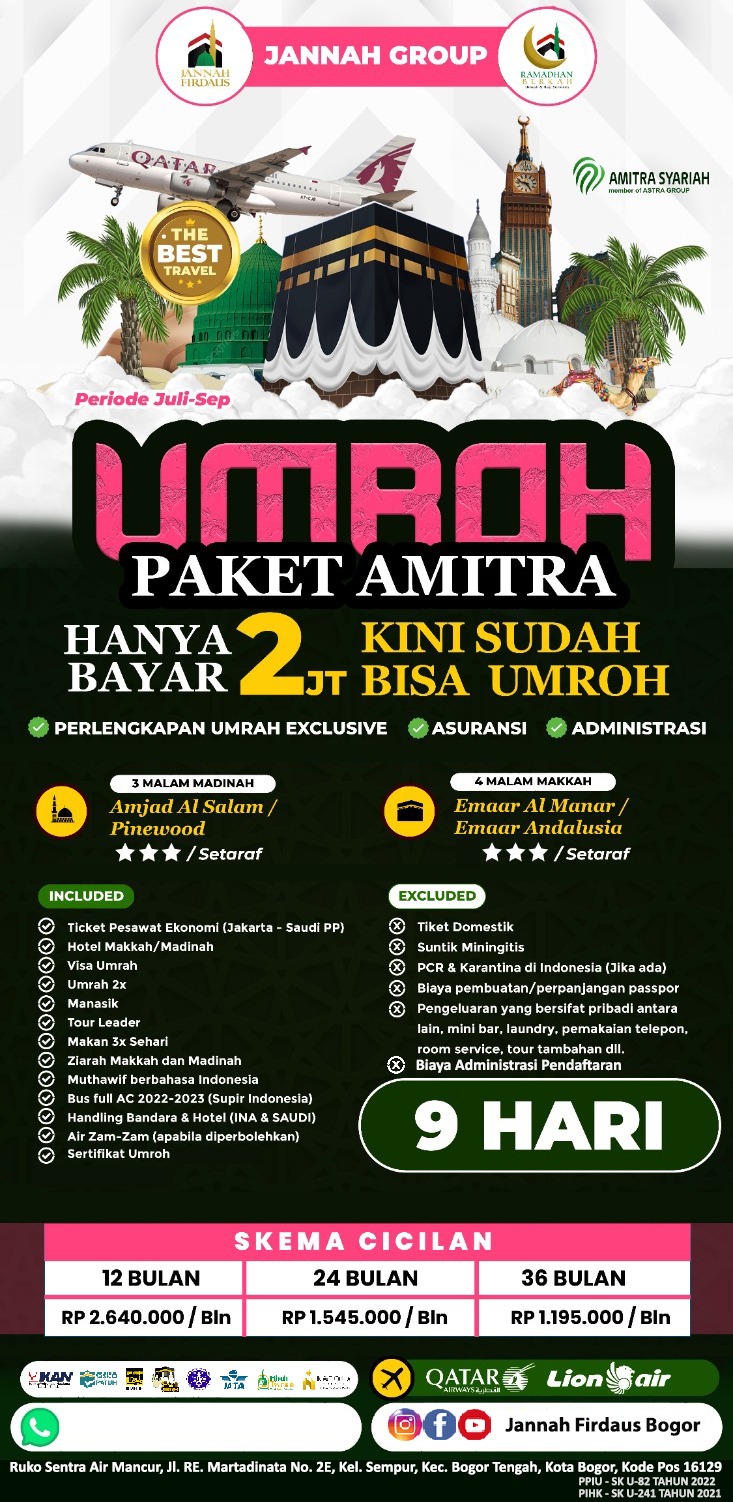 Umroh Murah dan Amanah Hanya Membayar 2 Juta, Bersama Jannah Firdaus Semua bisa Umroh Ke Baitullah